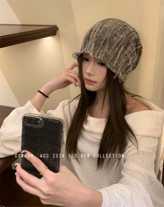 Distressed Beanie Frayed