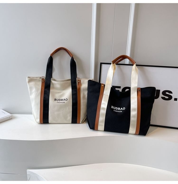 Block Lettering Tote Canvas Bag Print Color