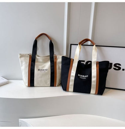 Block Lettering Tote Canvas Bag Print Color