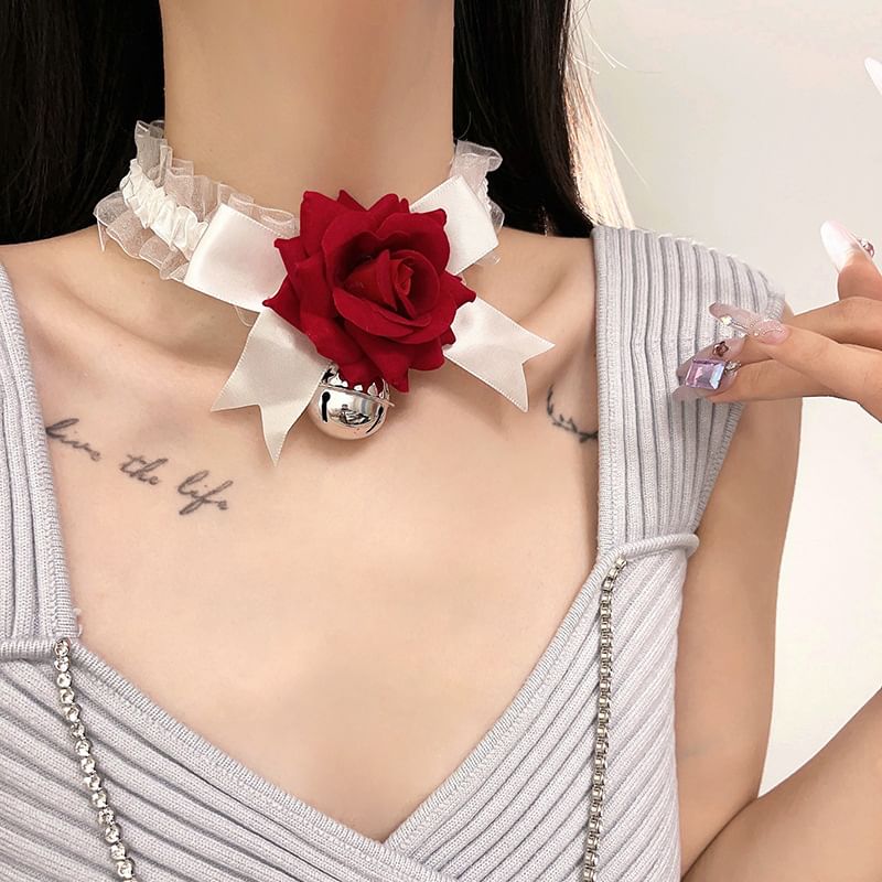 Bell Tulle Rose Choker