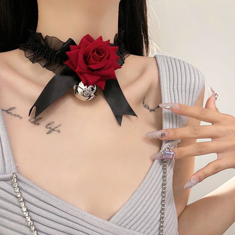 Bell Tulle Rose Choker