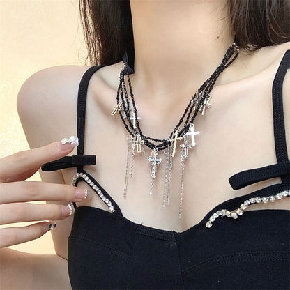 Layered Bracelet Cross Necklace /