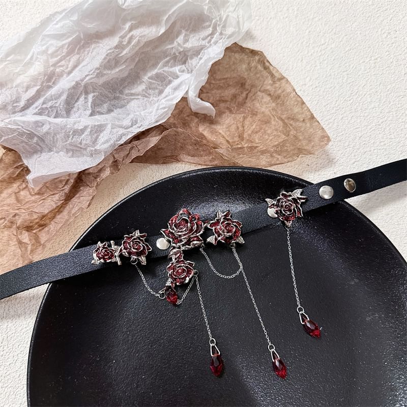 Choker Rhinestone Faux Leather