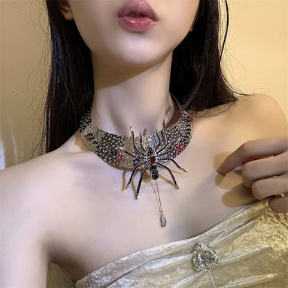 Rhinestone Choker Metallic Lariat