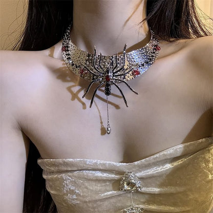 Rhinestone Choker Metallic Lariat