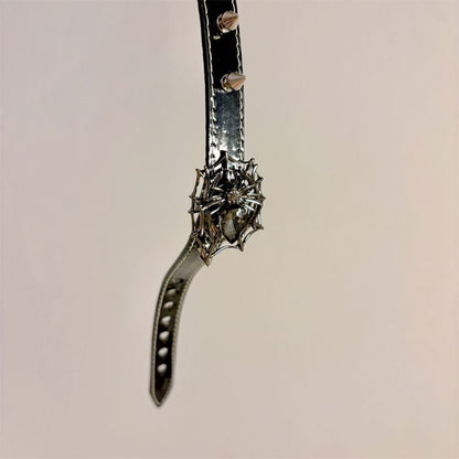 Faux Spike Stud Choker Spiderweb Leather
