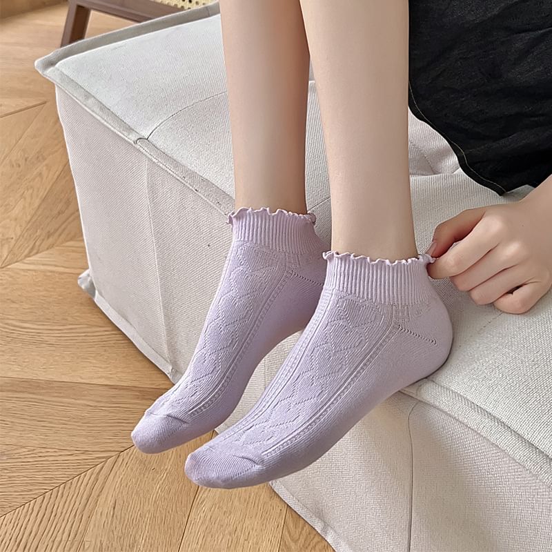 Ruffle Trim Plain Socks