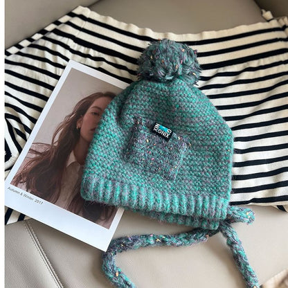 Earflap Hat Pom Melange