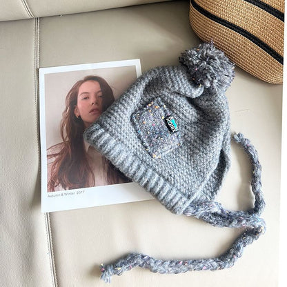 Earflap Hat Pom Melange