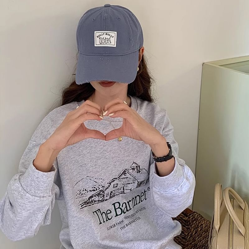 Distressed Cap Applique Baseball