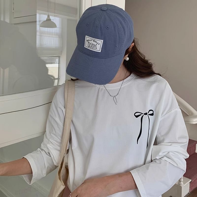 Distressed Cap Applique Baseball