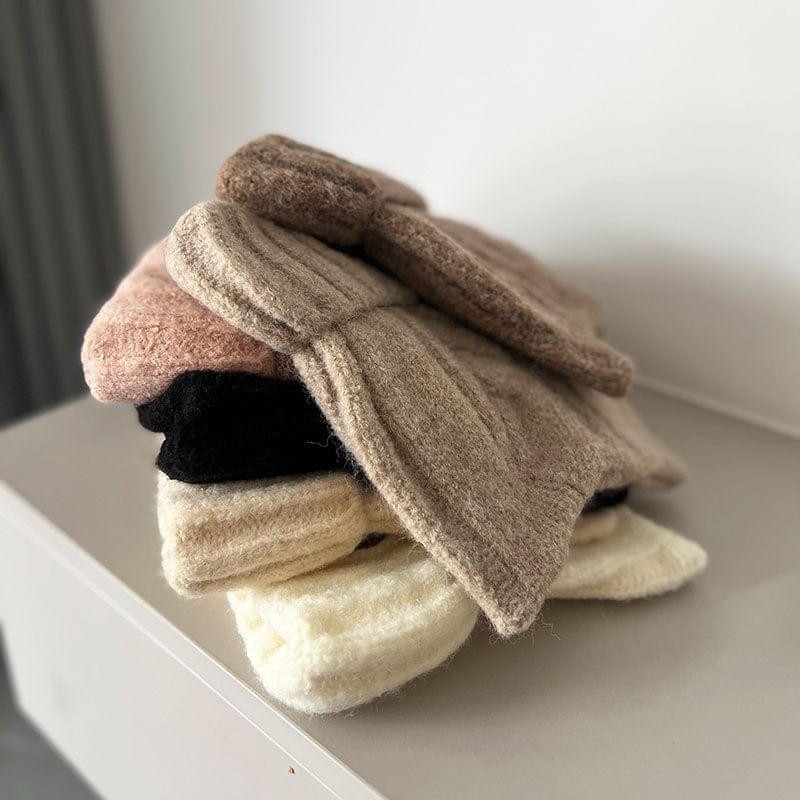 Lettering Knit Embroidered Cable Beanie