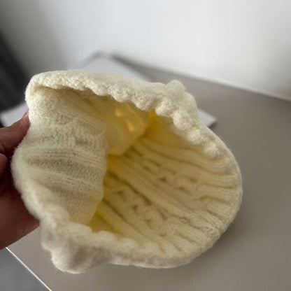 Lettering Knit Embroidered Cable Beanie