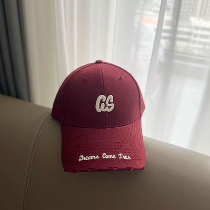 Lettering Cap Embroidered Distressed Baseball