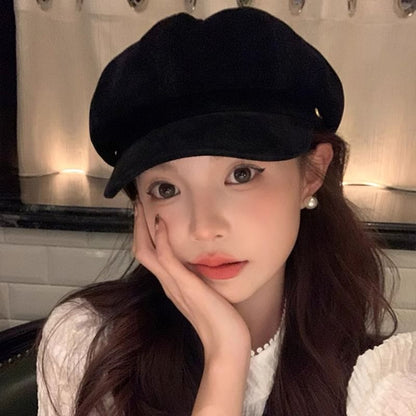 Newsboy Faux Cap Plain Suede