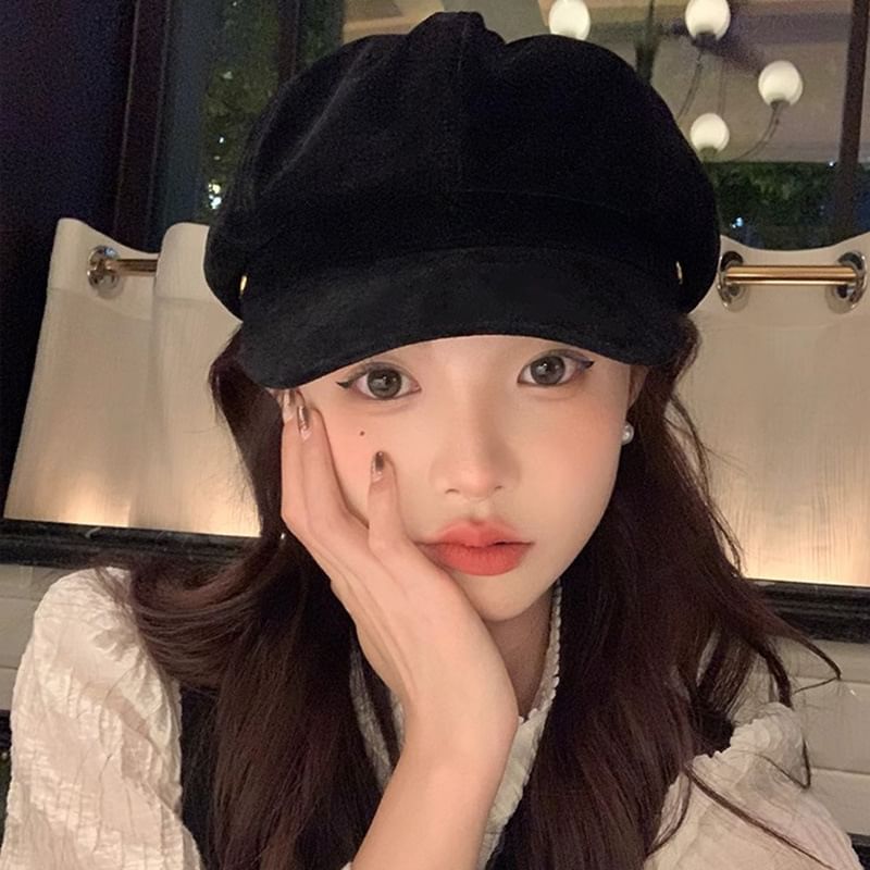 Newsboy Faux Cap Plain Suede