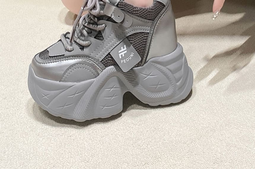 Hidden Sneakers Wedge Mesh Panel Platform