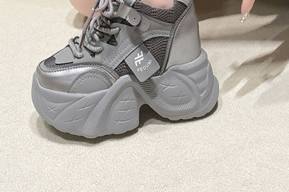 Hidden Sneakers Wedge Mesh Panel Platform