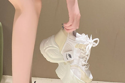 Hidden Sneakers Wedge Mesh Panel Platform