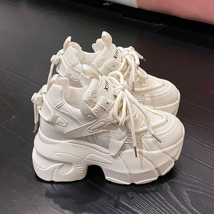 Hidden Wedge Panel Mesh Platform Sneakers