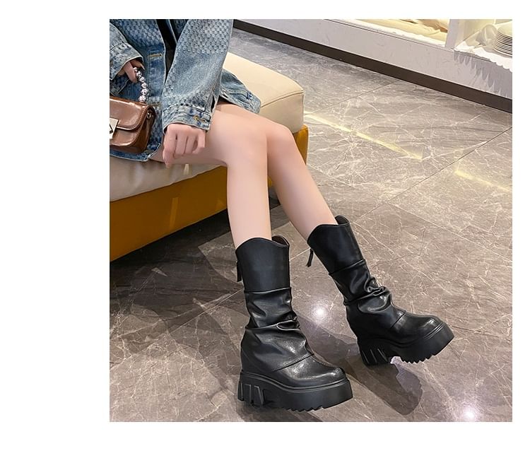 Platform Mid Panel Calf Boots