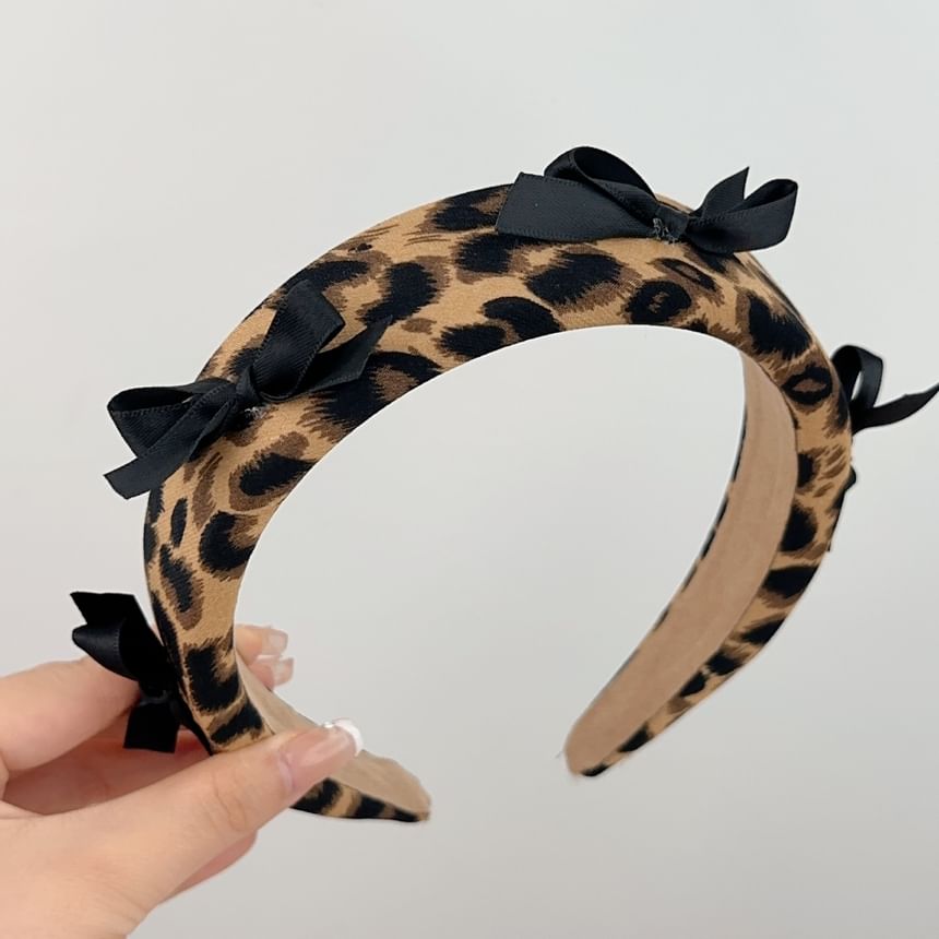 Bow Accent Leopard Print Headband (Various Design)