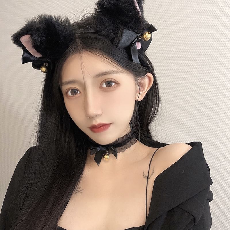 Chenille Cat Headband Halloween Party Ear