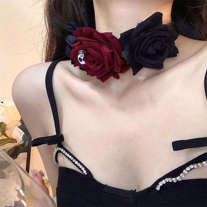Designs) Rose Fabric Halloween (Various Choker