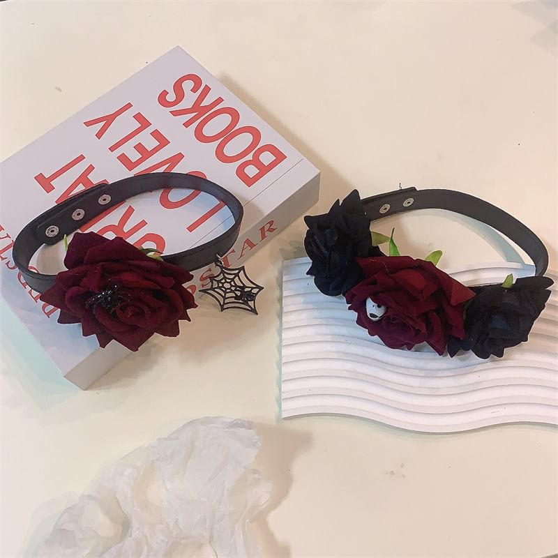 Designs) Rose Fabric Halloween (Various Choker