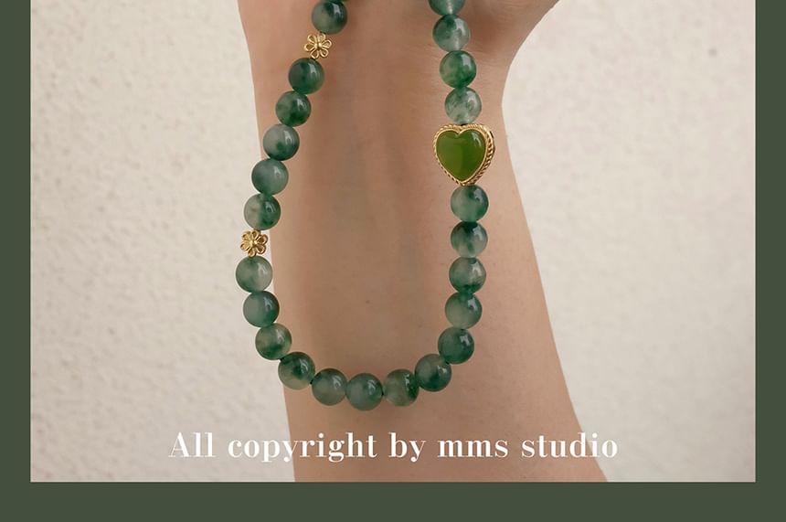 Heart Faux Gemstone Bead Phone Strap