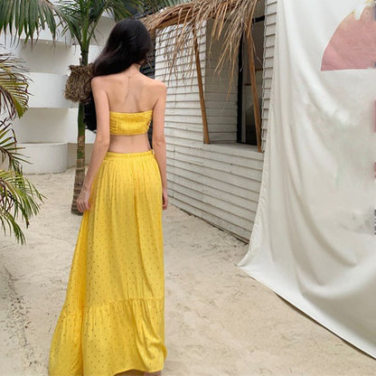 Top Tube Skirt Maxi Set: Crop Rise + A-Line Mid Lace-Up