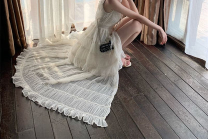 Maxi Dress Button Sleeveless Plain Slit A-Line