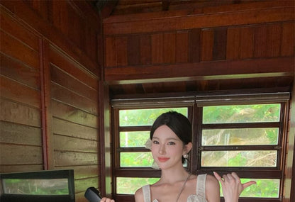 Maxi Dress Button Sleeveless Plain Slit A-Line