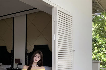 A-Line Tee Crop Slim Skirt Set: Long-Sleeve + Waist Fit High Off-Shoulder Maxi Plain