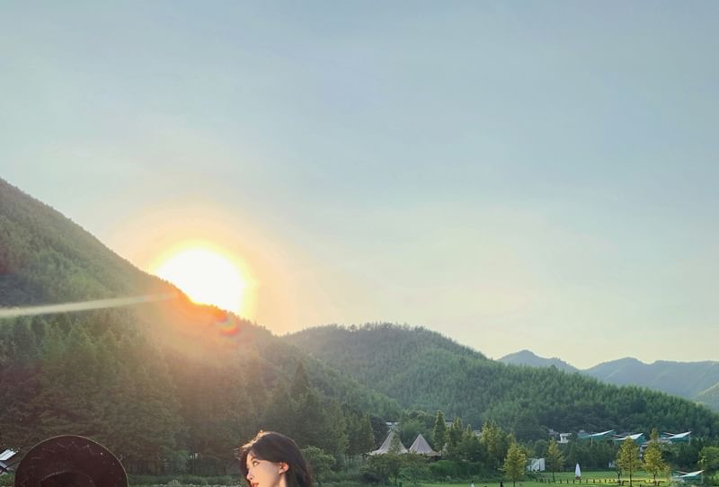 Skirt A-Line + Mini V-Neck Tiered Blouse Set: Plain Long-Sleeve