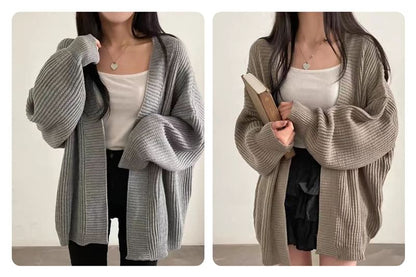 Open-Front Plain Cardigan