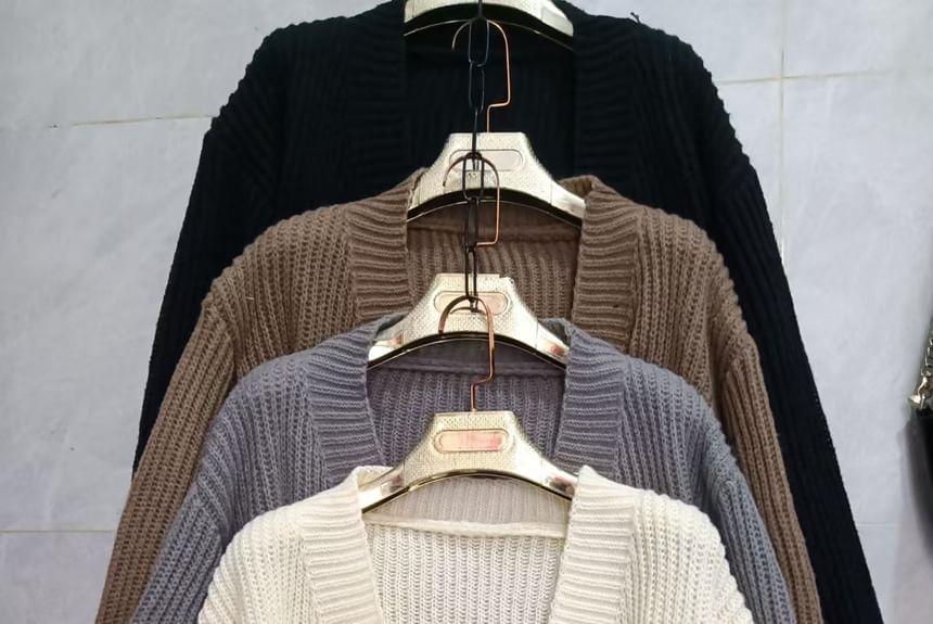 Open-Front Plain Cardigan