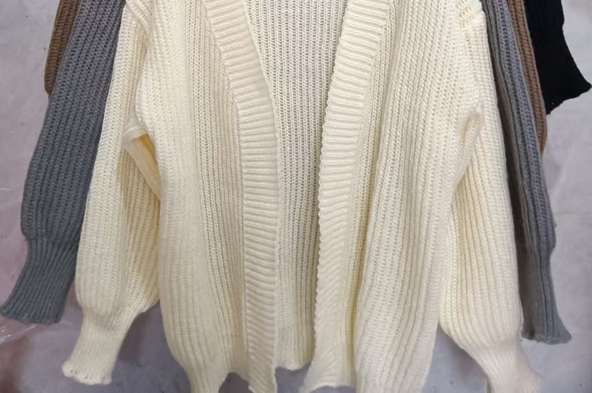 Open-Front Plain Cardigan