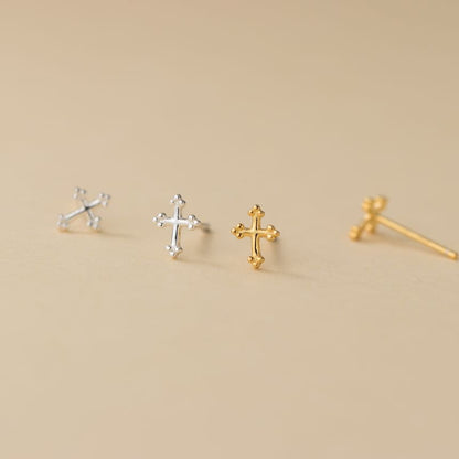 S999 Sterling Silver Cross Stud Earring