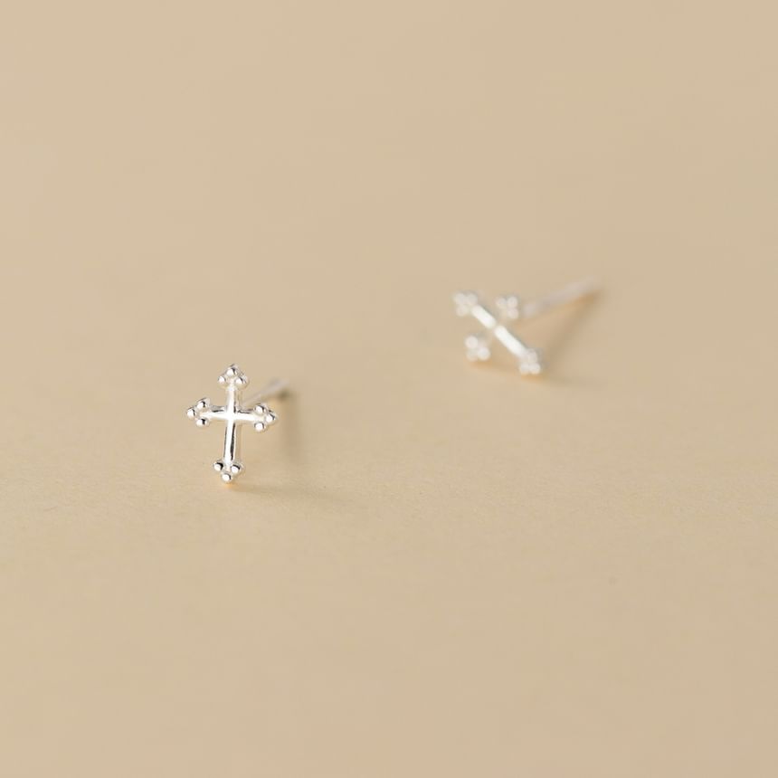 S999 Sterling Silver Cross Stud Earring