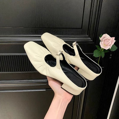 Square Heel Mules Toe Low