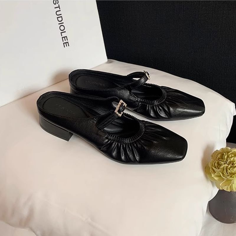 Square Heel Mules Toe Low