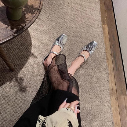 Square Heel Mules Toe Low