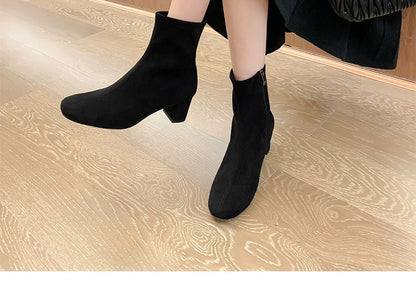 Boots Chunky Heel Short
