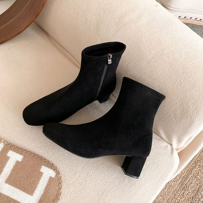 Boots Chunky Heel Short