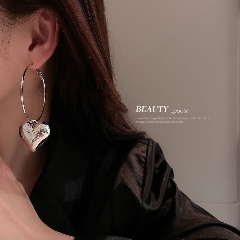 Designs) Dangle Heart Alloy Earring (Various Hoop