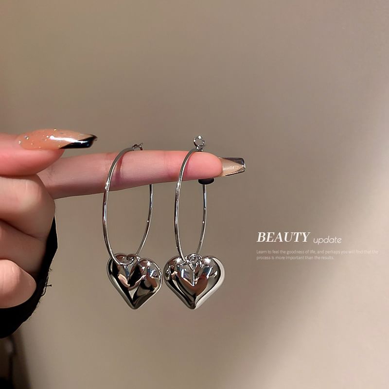Designs) Dangle Heart Alloy Earring (Various Hoop