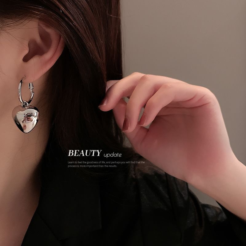 Designs) Dangle Heart Alloy Earring (Various Hoop