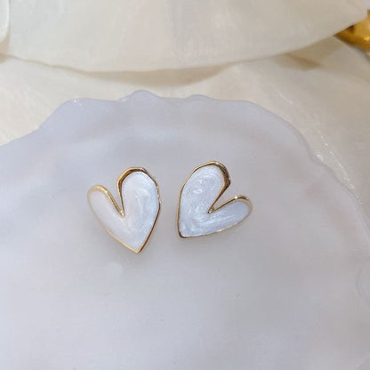 Glaze / Asymmetrical Cuff Heart Stud Butterfly Ear Leaf Alloy Dangle Earring