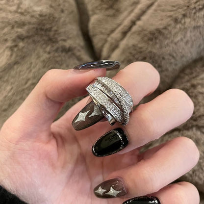 Open Ring Designs) Alloy Rhinestone (Various